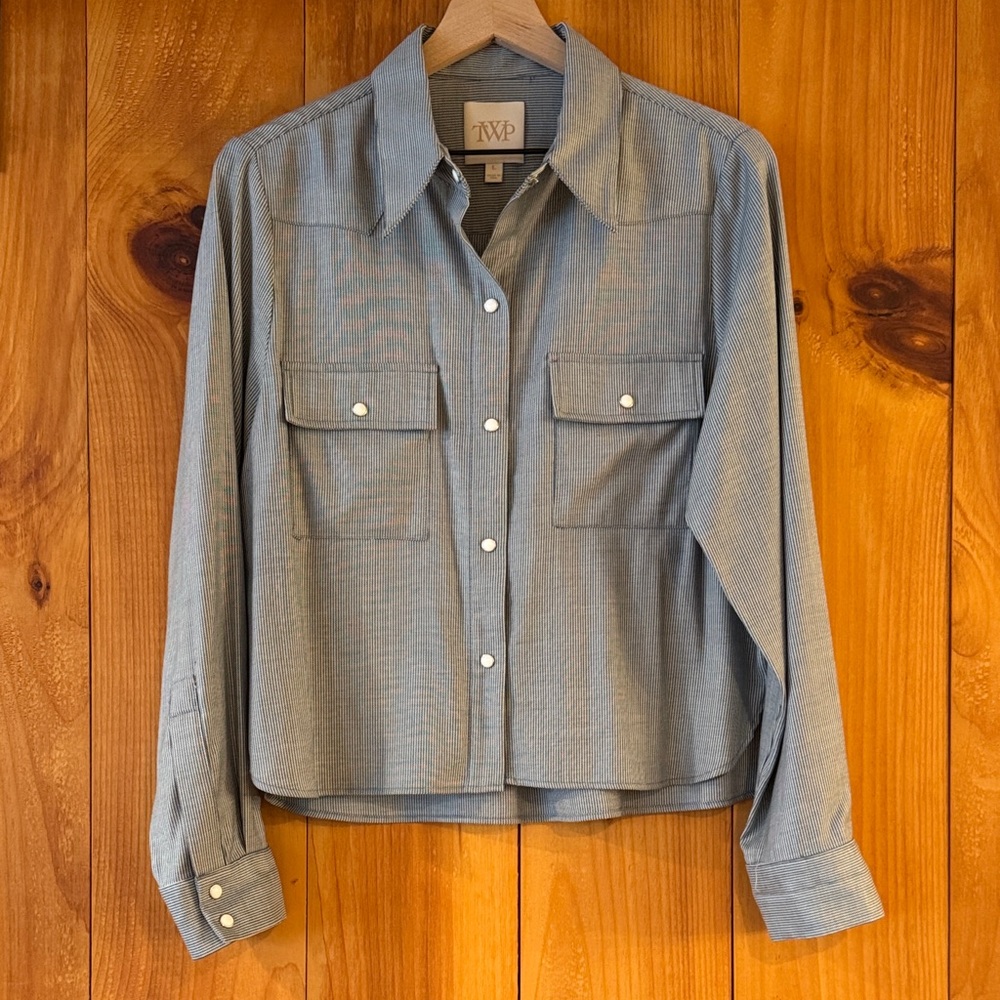 TWP “New Carter” Snap Front Shirt Size Large a worn twice…too big for me :(